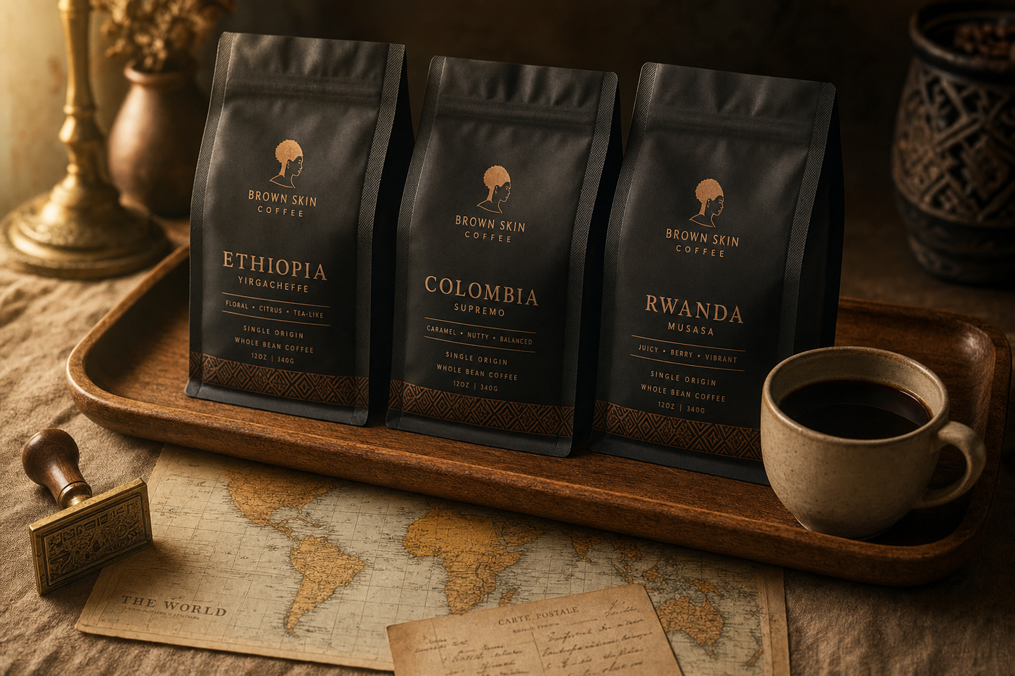 Brown Skin Coffee Club — monthly single-origin subscription with global tasting journey