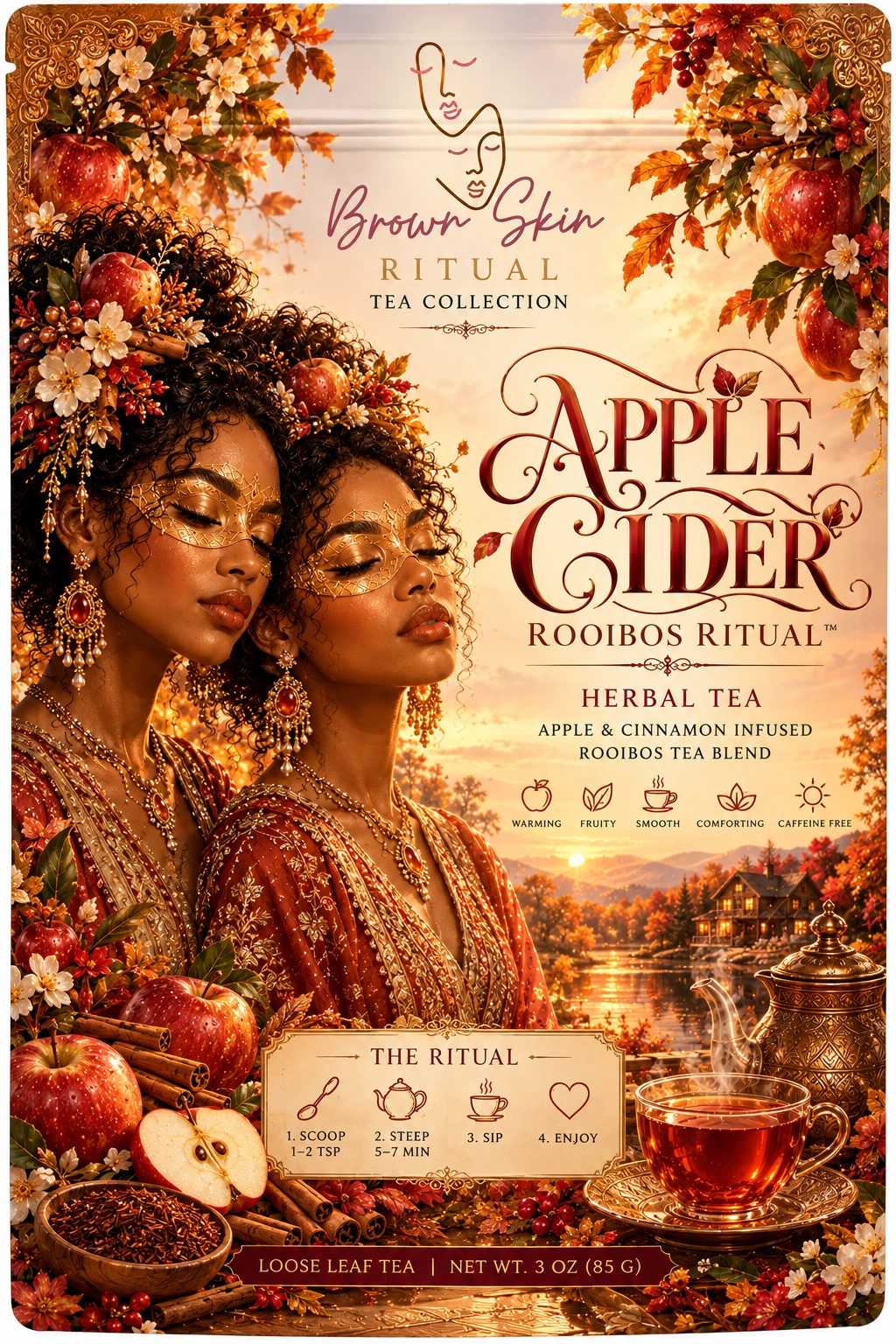 Apple Cider Rooibos Ritual Brown Skin tea packaging
