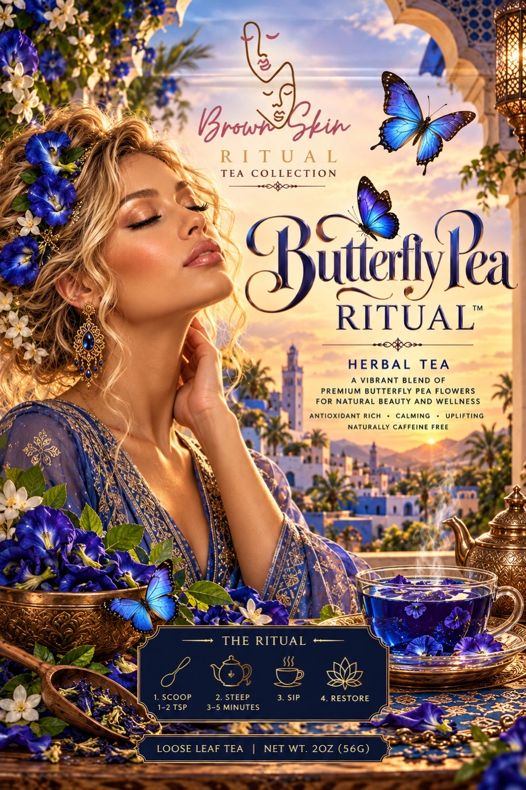 Butterfly Pea Ritual Brown Skin tea packaging