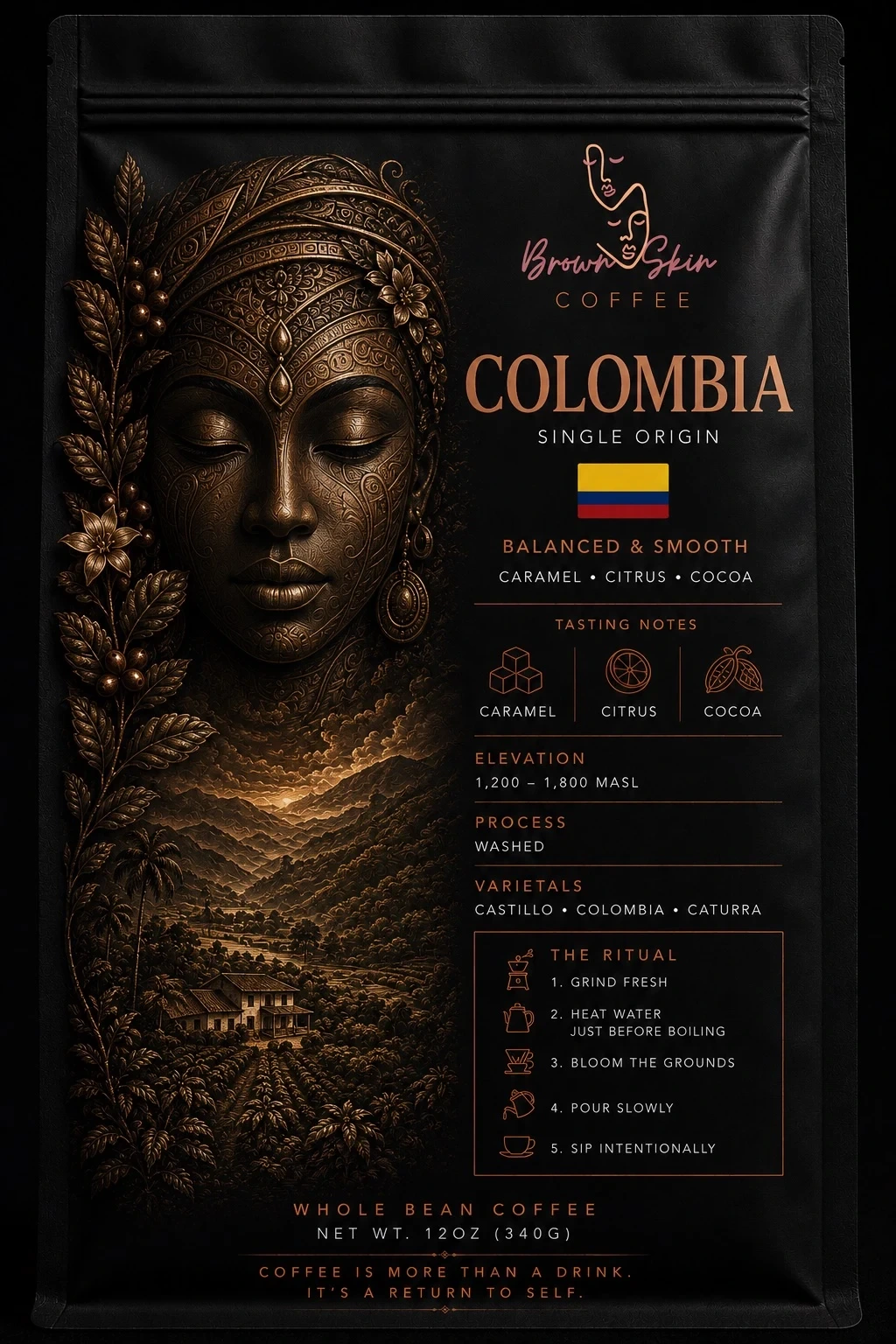 Brown Skin Colombia coffee artwork