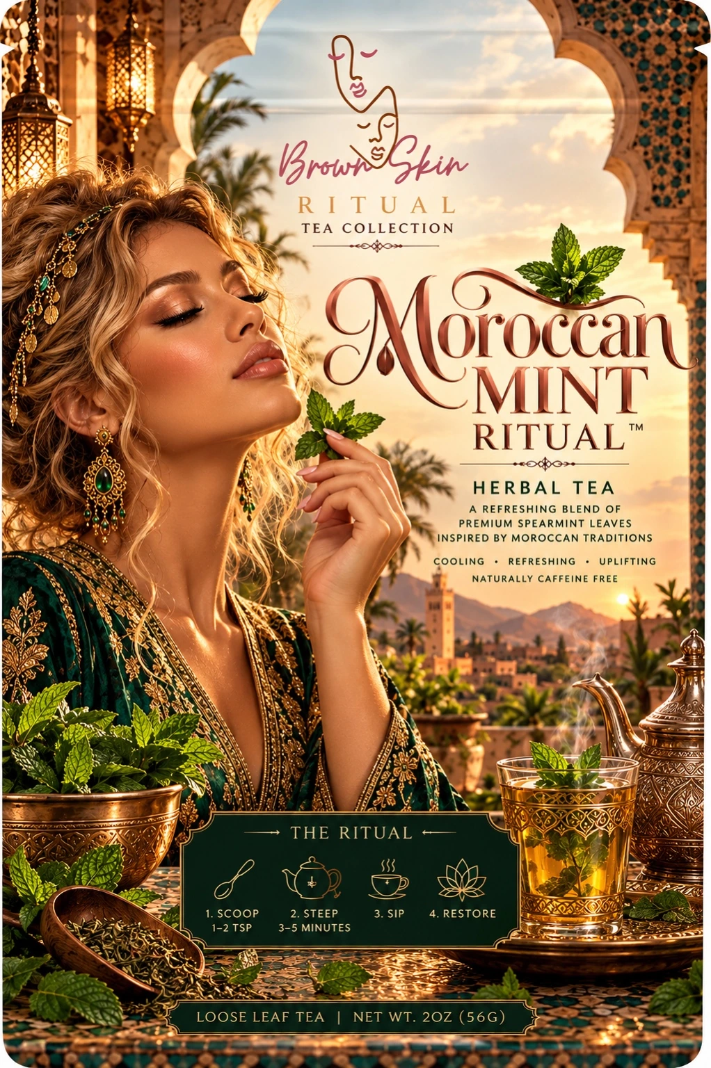 Moroccan Mint Ritual Brown Skin tea packaging
