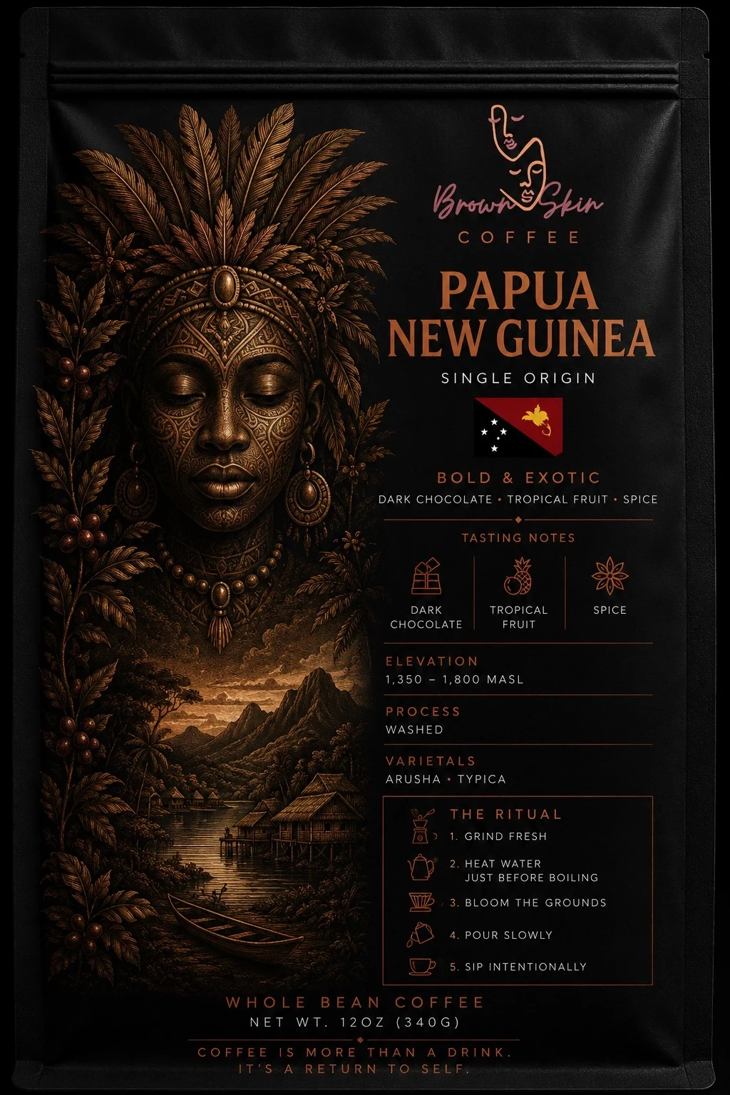 Papua New Guinea Brown Skin coffee packaging