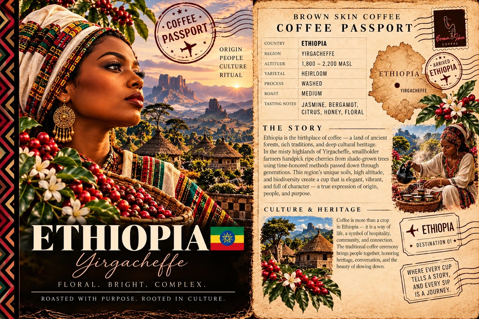 Brown Skin Coffee Passport for Ethiopia