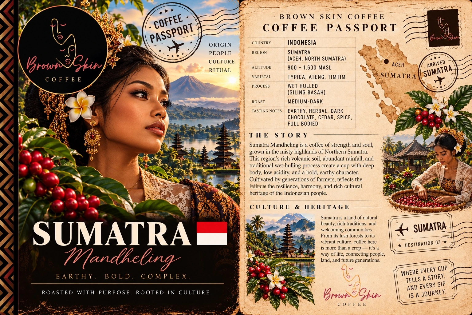 Brown Skin Coffee Passport for Sumatra