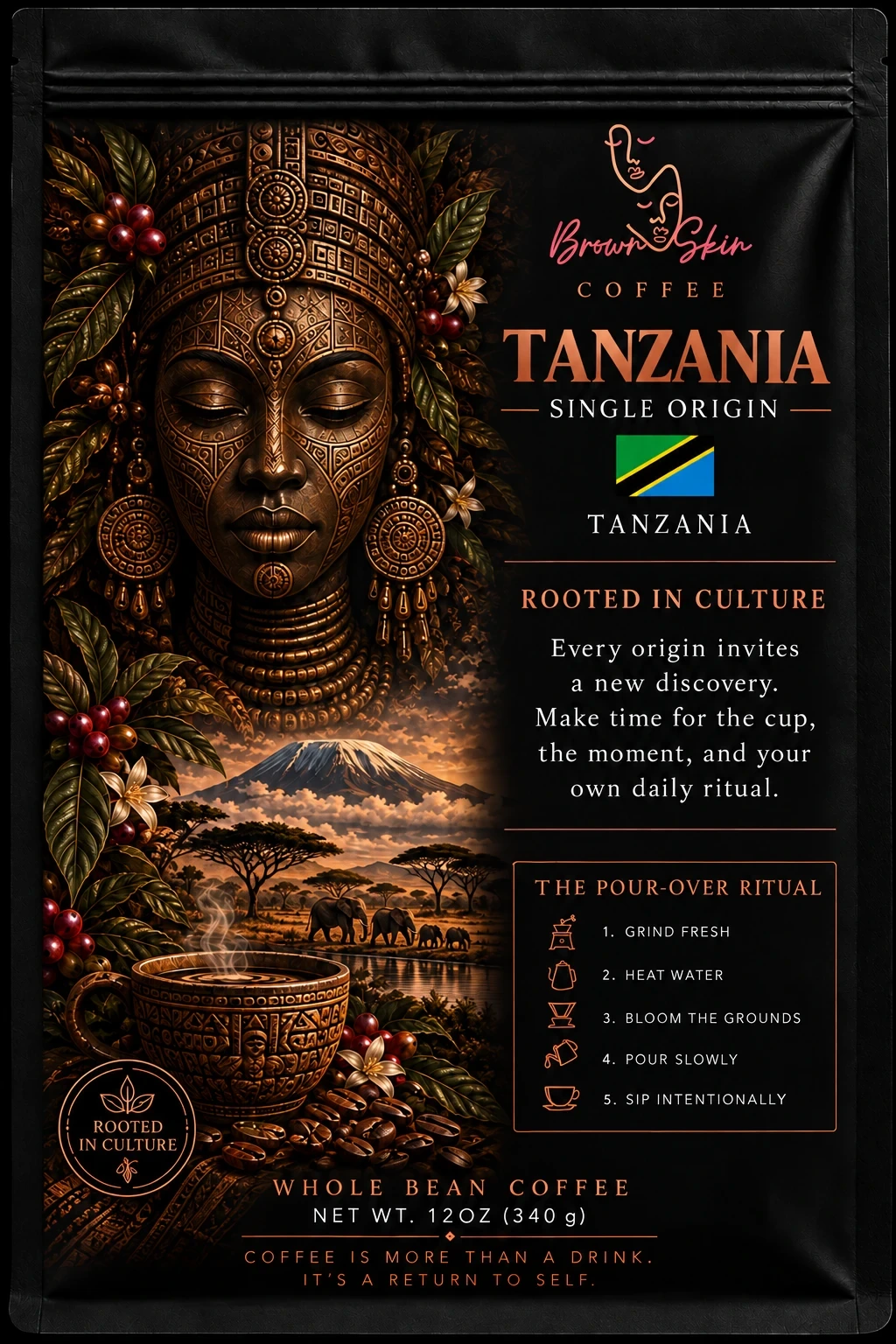 Tanzania Brown Skin coffee packaging
