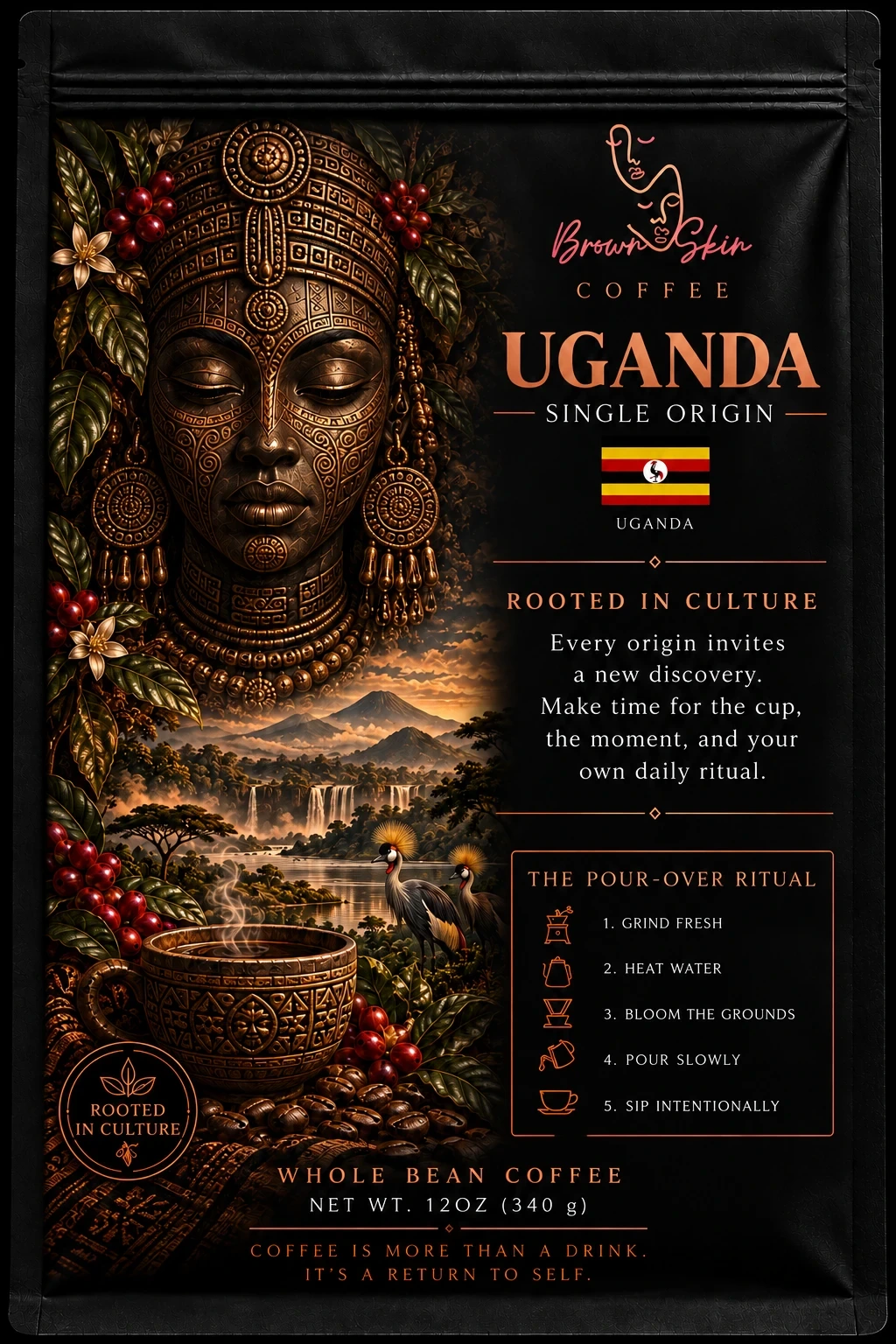 Uganda Brown Skin coffee packaging
