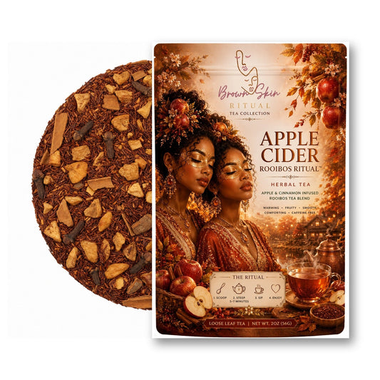 Apple Cider Rooibos Ritual tea bag with loose-leaf rooibos, apple, cinnamon, and cloves