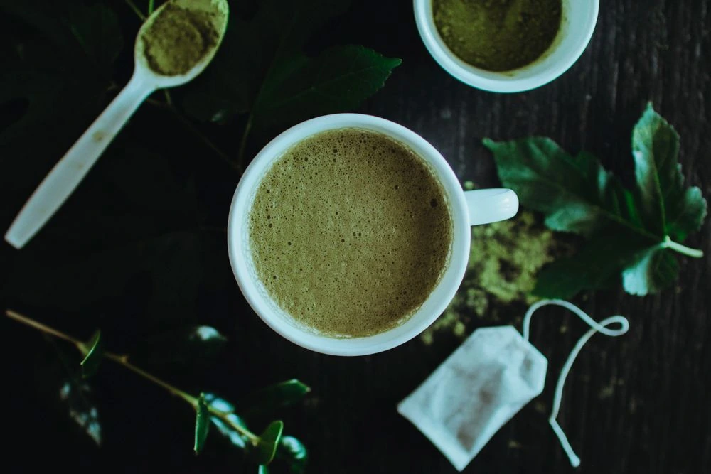 Representative matcha drink stock photograph